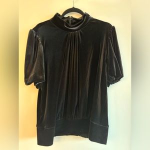 Karl Lagerfeld black velvet short sleeve blouse